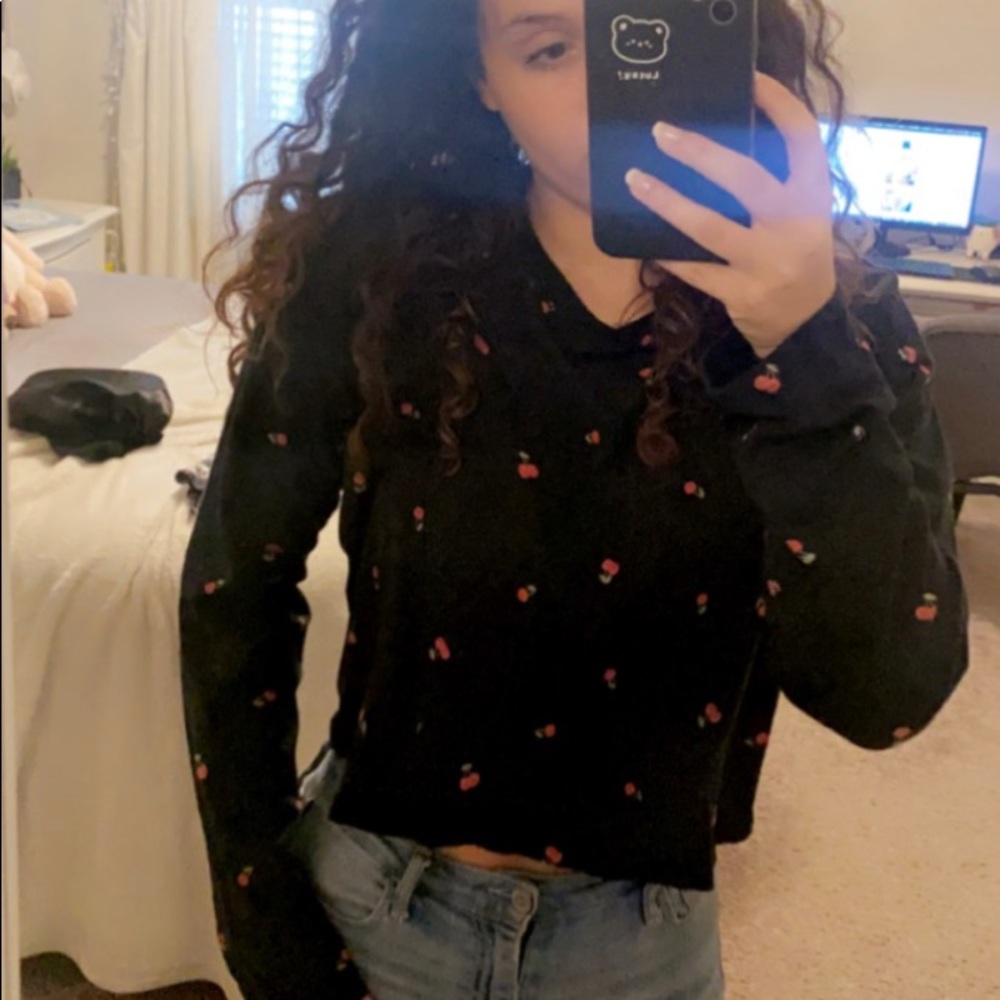 Black and Red Cherry Crop Top from VICTORIAS SECRET PINK